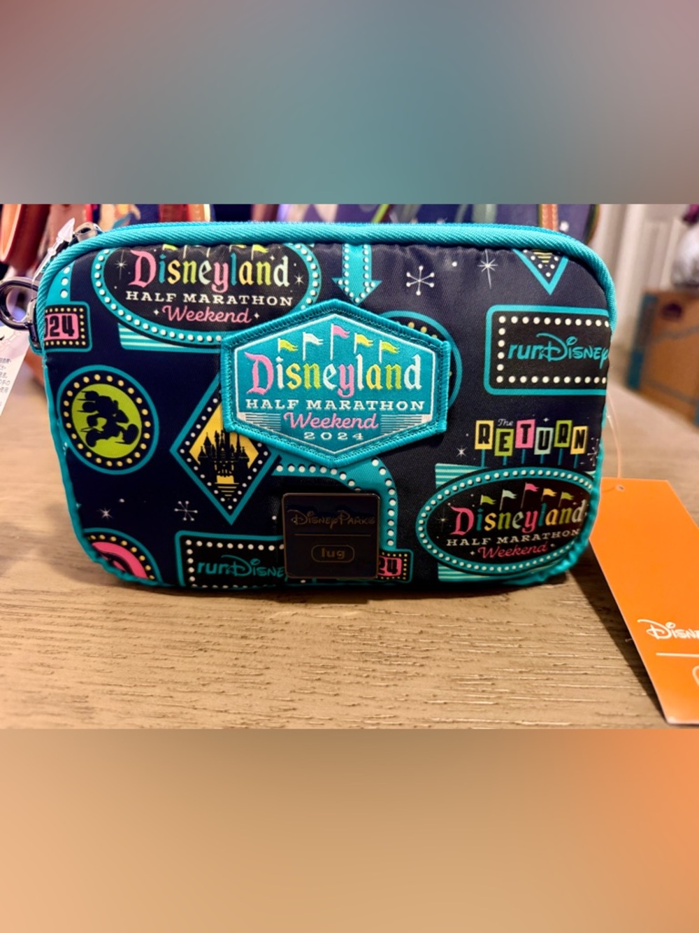 Disneyland Half Marathon Weekend 2024 Teal Patch Crossbody Lug Bag